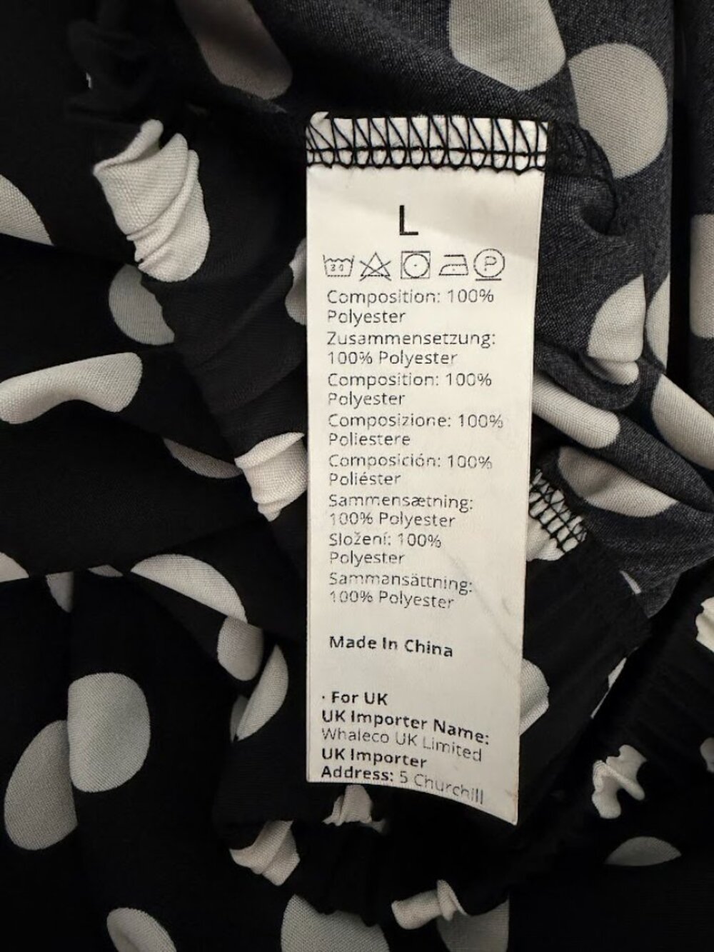 Black White Polka Dot Maxi Skirt Tiered Elastic Waist Boho Flowy Women L - Picture 6 of 6